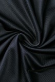 Black Fashion Casual Print Bandage Basic O Neck Plus Size Two Pieces