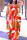 Orange Sexy Casual Print Backless Spaghetti Strap Long Dress Dresses