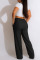 Olive Green Casual Solid Patchwork High Waist Straight Solid Color Bottoms