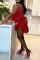 Red Sweet Solid Patchwork Asymmetrical Stringy Selvedge O Neck Sleeveless Two Pieces