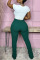 Green Casual Solid Patchwork Skinny High Waist Pencil Solid Color Bottoms