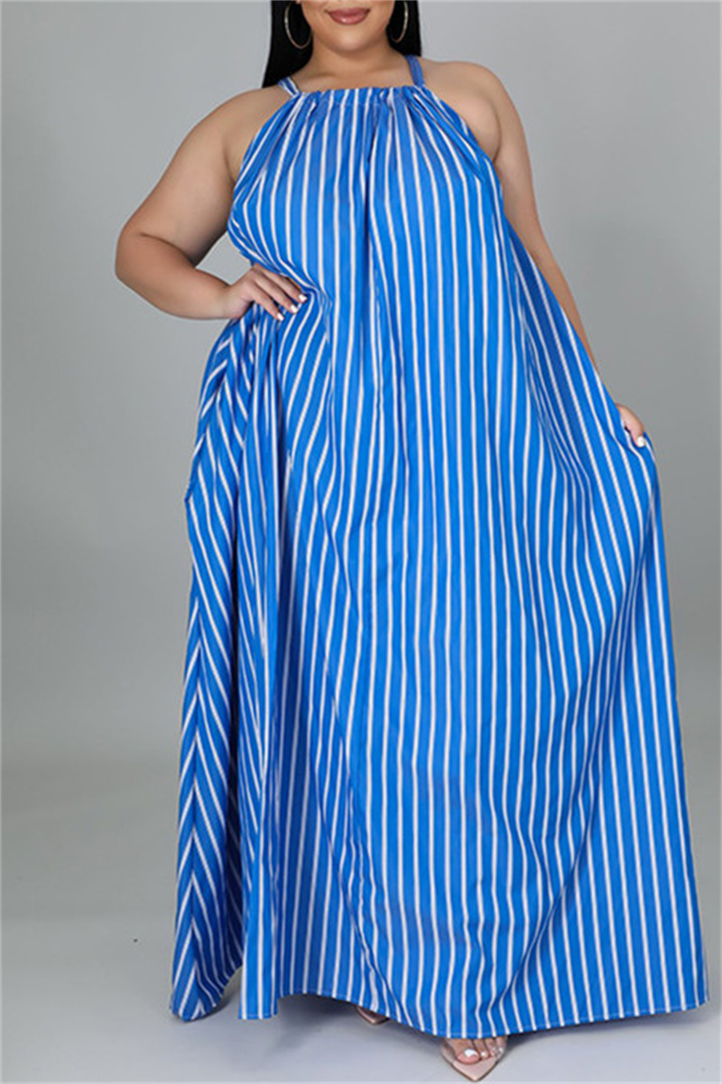 FRV Blue plus size glare sleeveless maxi dress - Orpington main image 1