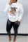 White Street Print Patchwork O Neck Tops