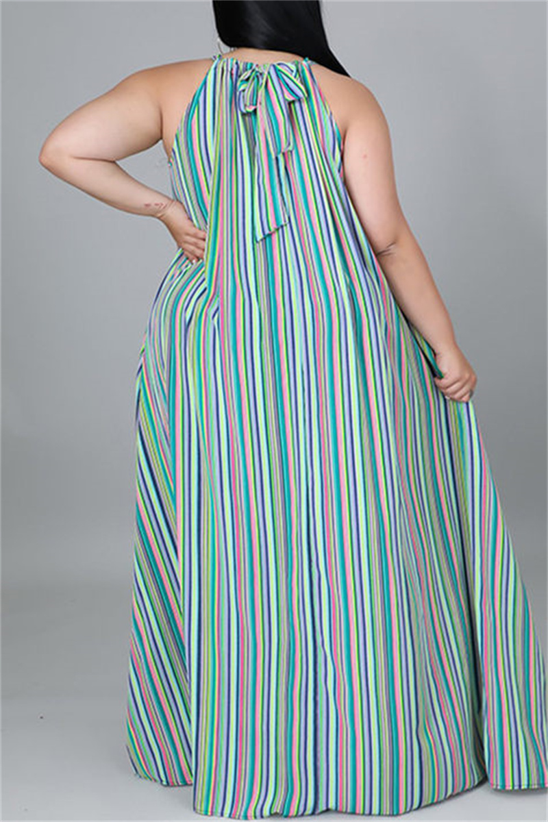 Cowl Neck Ruched Backless Dress With Slit Slate Blue Plus Size