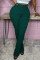Green Casual Solid Patchwork Skinny High Waist Pencil Solid Color Bottoms
