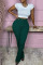Green Casual Solid Patchwork Skinny High Waist Pencil Solid Color Bottoms