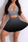 Grey Sexy Sportswear Gradual Change Print Hollowed Out Patchwork Sleeveless Two Pieces