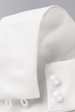 White Sexy Solid Backless Slit Halter Sleeveless Dress Dresses
