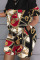 Black Red Casual Print Patchwork O Neck Short Sleeve Two Pieces