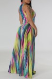 Multicolor Sexy Print Slit Swimwears Cover Up