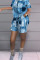 Black Red Casual Print Patchwork O Neck Short Sleeve Two Pieces