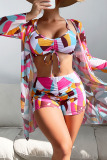 Yellow Sexy Print Patchwork 3 Piece Sets