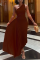 Dark Brown Fashion Solid Hollowed Out One Shoulder Cake Skirt Dresses