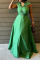 Green Sexy Formal Solid Hollowed Out Fold Solid Color V Neck Evening Dress Dresses