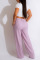 Purple Casual Solid Patchwork High Waist Straight Solid Color Bottoms