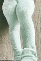 Light Green Casual Solid Patchwork Boot Cut High Waist Speaker Solid Color Bottoms