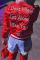 Red Casual Street Letter Embroidered Patchwork Buckle Mandarin Collar Outerwear