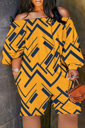 Yellow Casual Basis Not Positioning Printed Printing Off the Shoulder Loose Jumpsuits