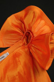 Orange Elegant Solid Patchwork Slit Off the Shoulder One Step Skirt Plus Size Dresses