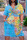 Sky Blue Casual Print Patchwork V Neck Printed Dress Dresses