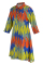 Blue Yellow Fashion Casual Print Patchwork Turndown Collar Shirt Dress