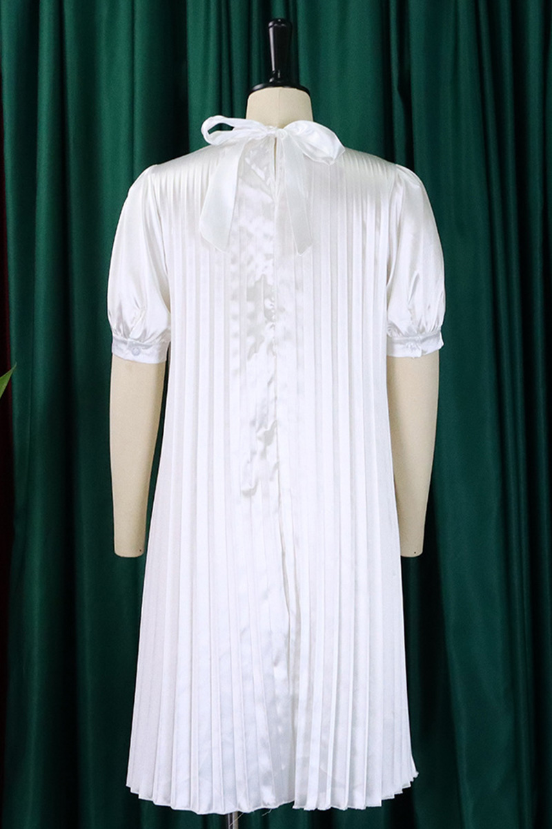 Casual Patchwork Fold Contrast O Neck Dresses main image 1