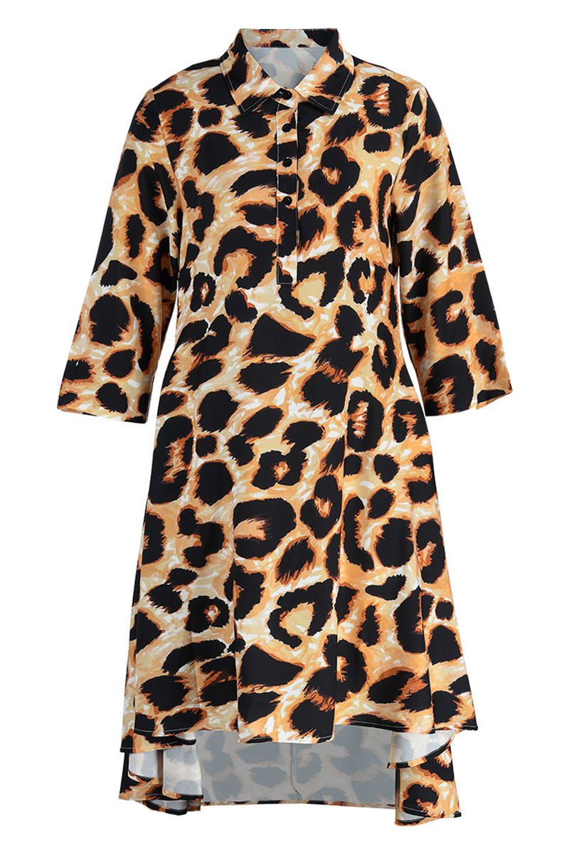 Wholesale Leopard Print Fashion Casual Print Patchwork Turndown Collar ...