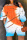 Orange Casual Basis Mixed Printing Printing Off the Shoulder Loose Jumpsuits
