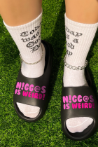 Black Casual Patchwork Letter Opend Comfortable Out Door Shoes