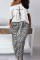 White Casual Print Basic Oblique Collar Half Sleeve Two Pieces