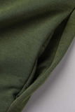 Army Green Casual Street Solid Patchwork Asymmetrical Shirt Collar Irregular Dress Dresses