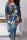 Multicolor Casual Print Basic Oblique Collar Plus Size Two Pieces