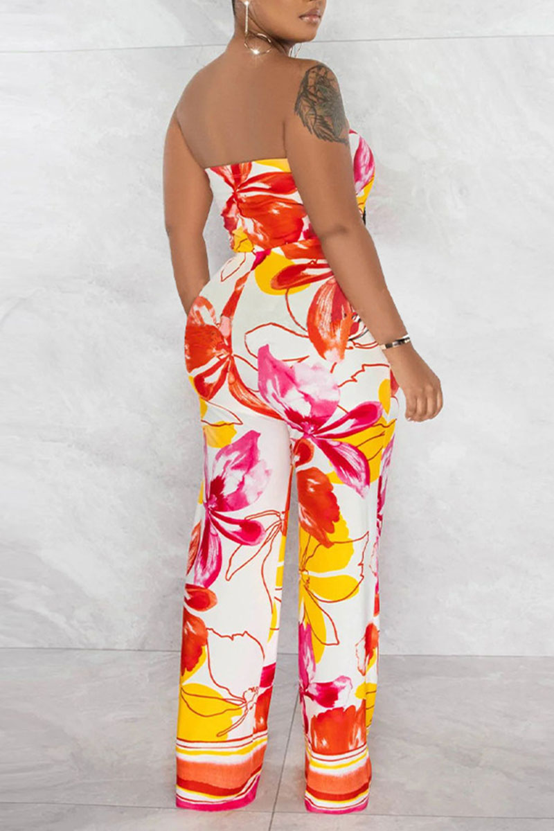Sexy Solid Strapless Straight Jumpsuits