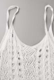 White Sexy Solid Hollowed Out See-through Backless Slit Swimwears Cover Up