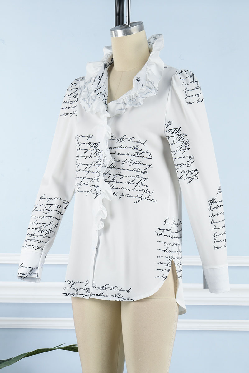 Stretchy Print Wrap Top Collar main image 1
