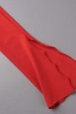 Khaki Fashion Sexy Solid Bandage Slit V Neck Long Sleeve Two Pieces