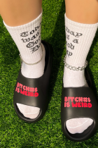 Black Red Casual Patchwork Letter Opend Comfortable Out Door Shoes