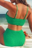 Green Sexy Solid Backless Swimwears
