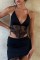 Black Sexy Solid Bandage Backless Halter Sleeveless Two Pieces
