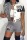 Grey Casual Print Patchwork Short Sleeve Two Pieces