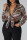 Multicolor Casual Print Patchwork Buckle Turndown Collar Tops