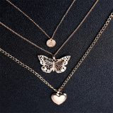 Gold Casual Solid Butterfly Patchwork Necklaces