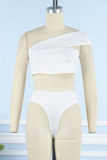 White Sexy Solid Hollowed Out Patchwork Swimwears