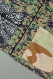 Camouflage Casual Camouflage Print Patchwork Regular High Waist Conventional Full Print Trousers