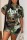 Army Green Casual Letter Print Basic O Neck Short Sleeve Two Pieces