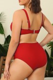 Red Sexy Solid Patchwork Backless Swimwears (With Paddings)