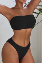 Black Sexy Solid Backless Swimwears (With Paddings)
