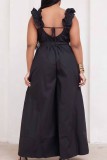 White Sexy Casual Solid Frenulum Backless U Neck Plus Size Jumpsuits