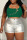 Green Sexy Street Solid Hollowed Out Patchwork U Neck Tops