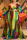 Colour Casual Elegant Print Patchwork Flounce Fold V Neck A Line Dresses(Without Belt)